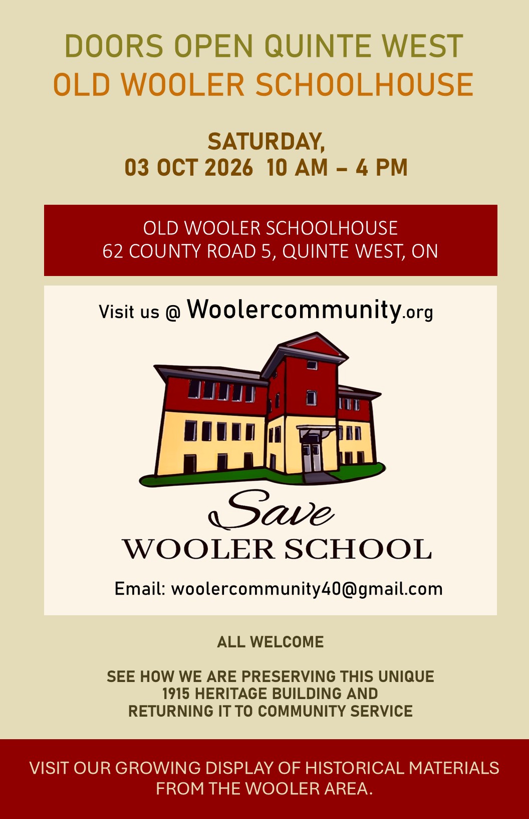 2026 10 03 Doors Open Quinte West Poster
